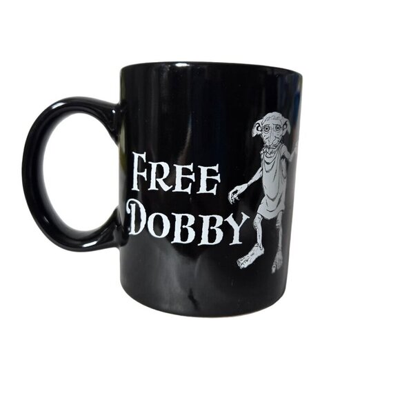 Harry Potter "Free Dobby" Dobby Elf on it Black Coffee/ Tea Mug by Paladone - Picture 2 of 9